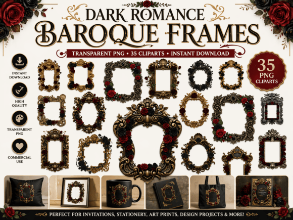 Dark Romance Baroque Frames: Elevate Your Design Aesthetic