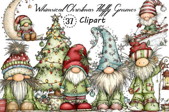 Enchant Your Designs with Whimsical Christmas Fluffy Gnome Clipart