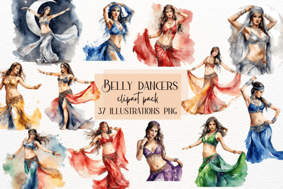 Enchanting Bellydance Clipart & Dance Watercolor Designs