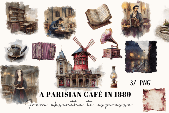 Enchanting Parisian Café Clipart Set for Timeless Design
