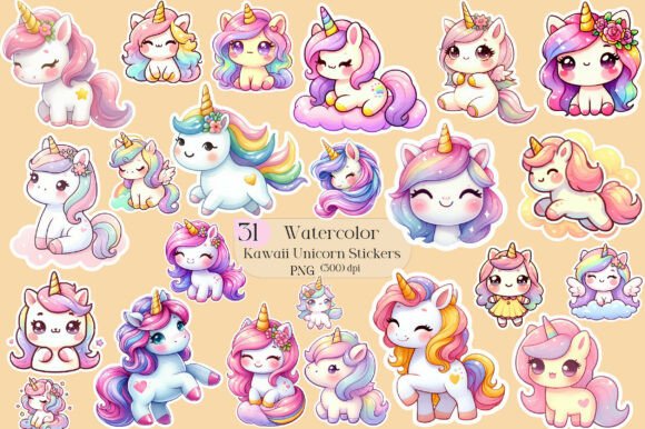 Enchanting Visuals: The Design Power of Kawaii Unicorn Stickers Clipart