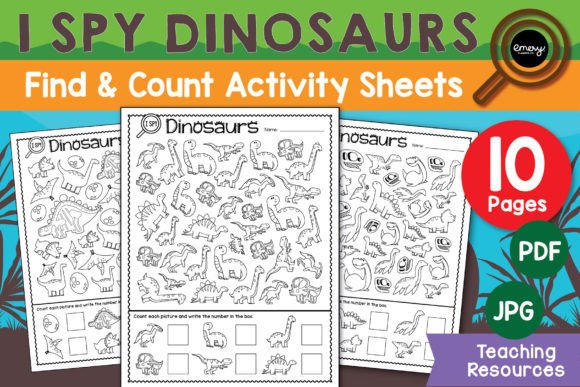 I Spy Dinosaurs Activity Sheets: A Designer's Creative Resource