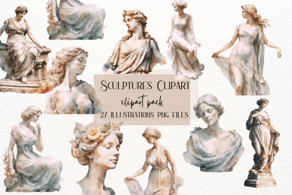 Roman Sculptures Clipart & Statues for Modern Design
