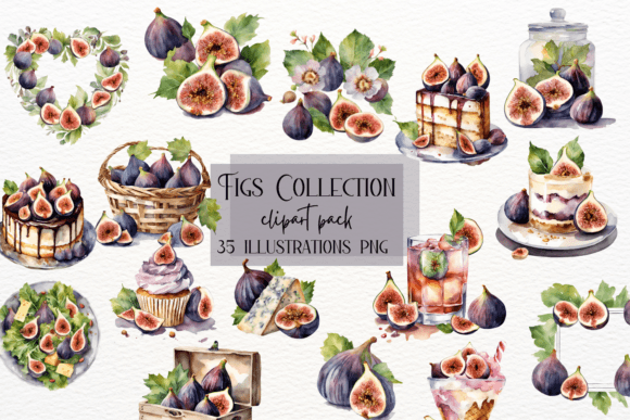Watercolor Fig Clipart: Designing with Cakes and Figs