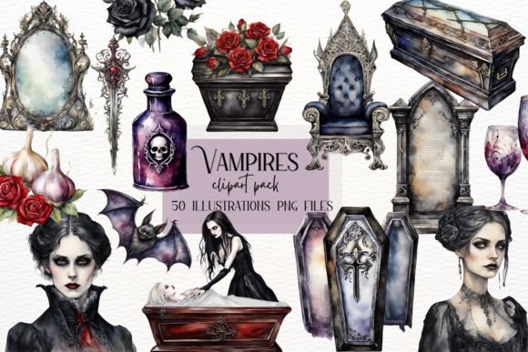 Watercolor Gothic Vampire Clipart: Elevate Your Dark Aesthetic