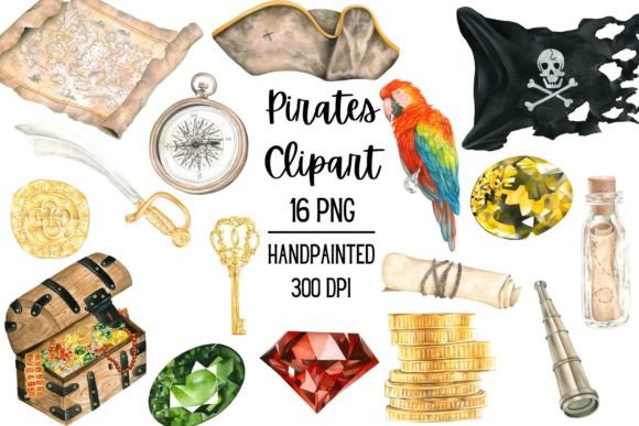 Watercolor Pirates Clipart for Creative Projects